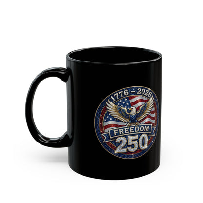 Freedom 250 Sparkle Emblem 11oz or 15oz Black Mug