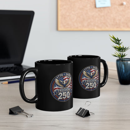 Freedom 250 Sparkle Emblem 11oz or 15oz Black Mug