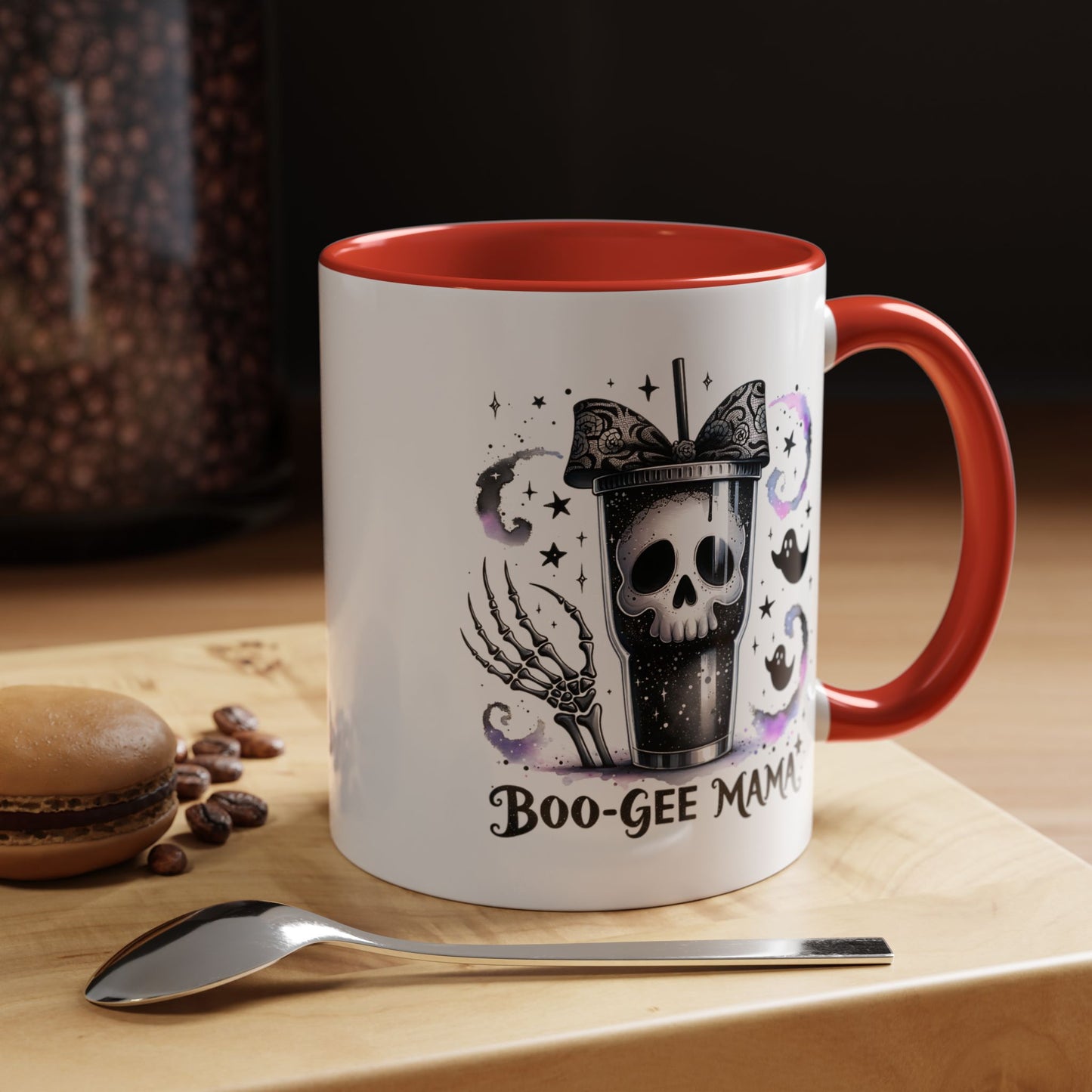 Boo-Gee Mama Spooky Halloween Coffee Mug, Boo-Gee Mama Drinkware, Cute Skeleton Mug, Witchy Gift for Moms, Unique Coffee Cup