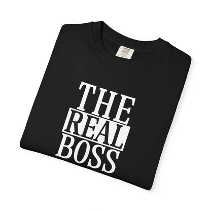 THE REAL BOSS Graphic T-Shirt — Minimalist Tee with Bold Text