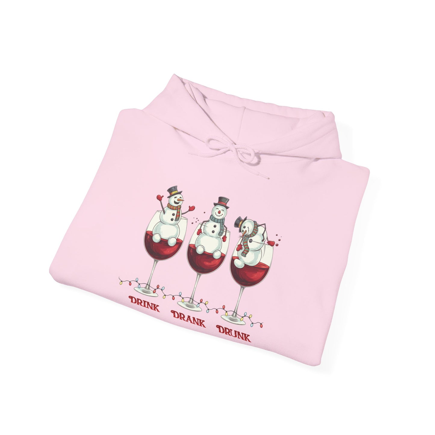 Wine Snowmen Hoodie - "Drink, Drank, Drunk" Holiday Sweatshirt