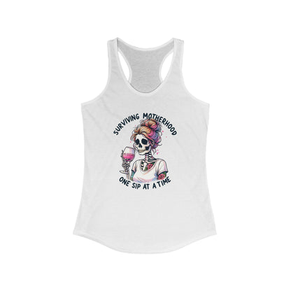 Surviving Motherhood Skeleton Racerback Tank, Funny Mom Gift, Workout Top, Summer Tee, Casual Wear, Gifts for New Moms