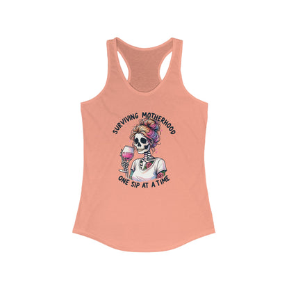 Surviving Motherhood Skeleton Racerback Tank, Funny Mom Gift, Workout Top, Summer Tee, Casual Wear, Gifts for New Moms