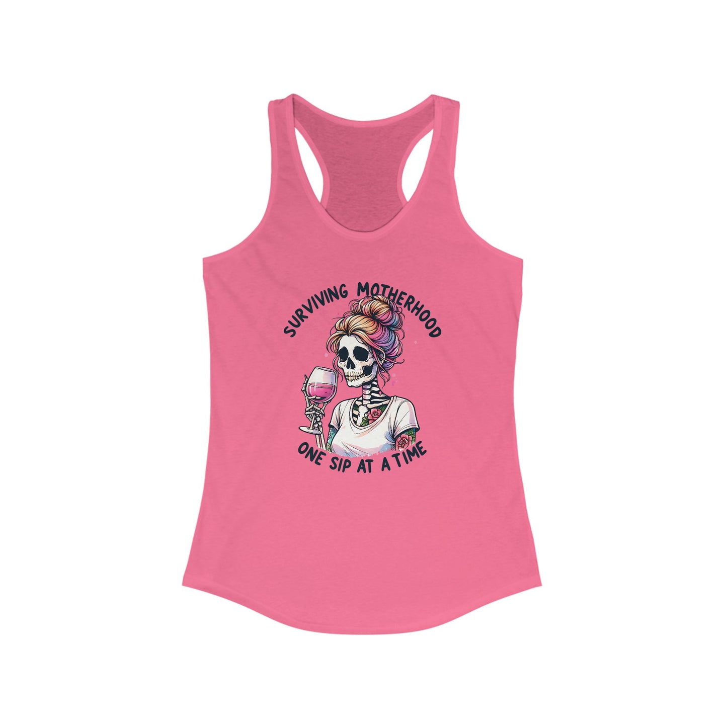 Surviving Motherhood Skeleton Racerback Tank, Funny Mom Gift, Workout Top, Summer Tee, Casual Wear, Gifts for New Moms