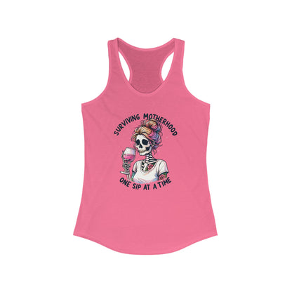 Surviving Motherhood Skeleton Racerback Tank, Funny Mom Gift, Workout Top, Summer Tee, Casual Wear, Gifts for New Moms