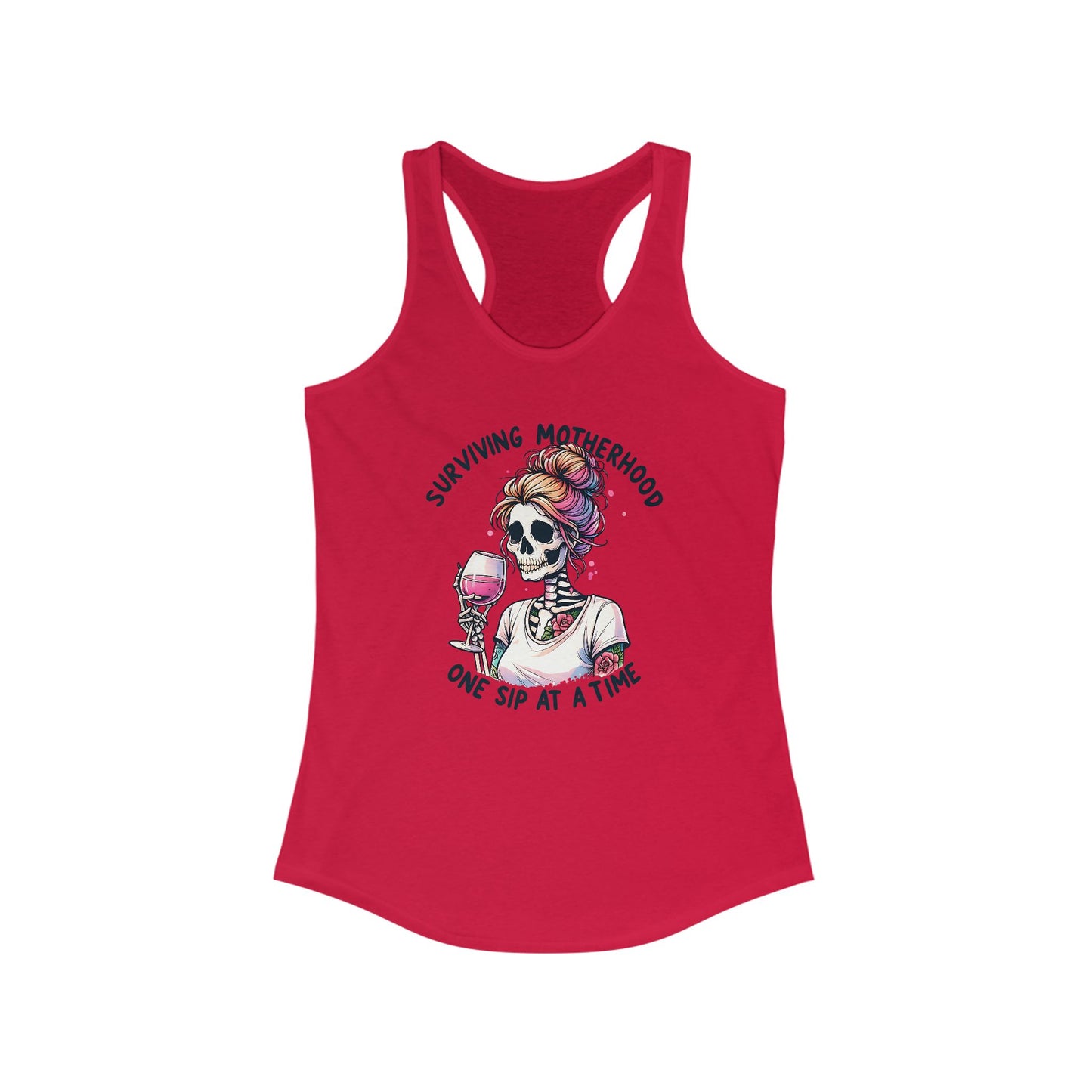 Surviving Motherhood Skeleton Racerback Tank, Funny Mom Gift, Workout Top, Summer Tee, Casual Wear, Gifts for New Moms