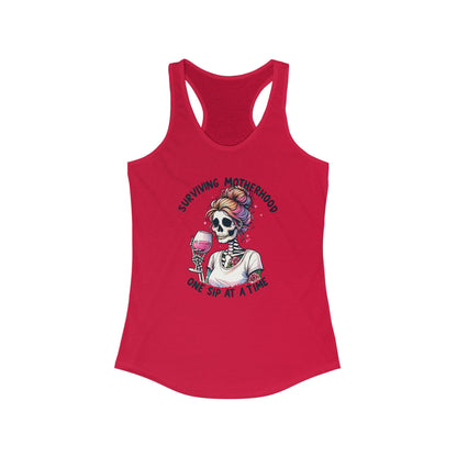 Surviving Motherhood Skeleton Racerback Tank, Funny Mom Gift, Workout Top, Summer Tee, Casual Wear, Gifts for New Moms