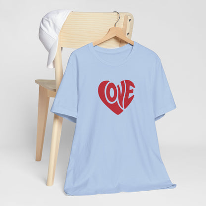 Love Heart T‑Shirt — Retro Red Heart 'LOVE' Graphic Tee