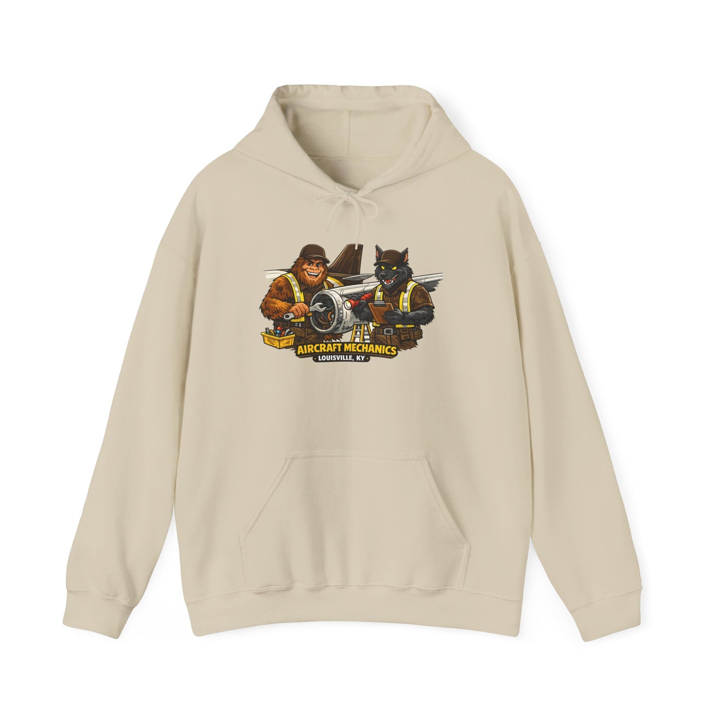 Aviation Mechanics Hoodie — Vintage Airplane Crew Pullover (Aircraft Mechanics, Engine Repair)