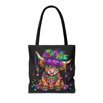 Mardi Gras Highland Cow Tote