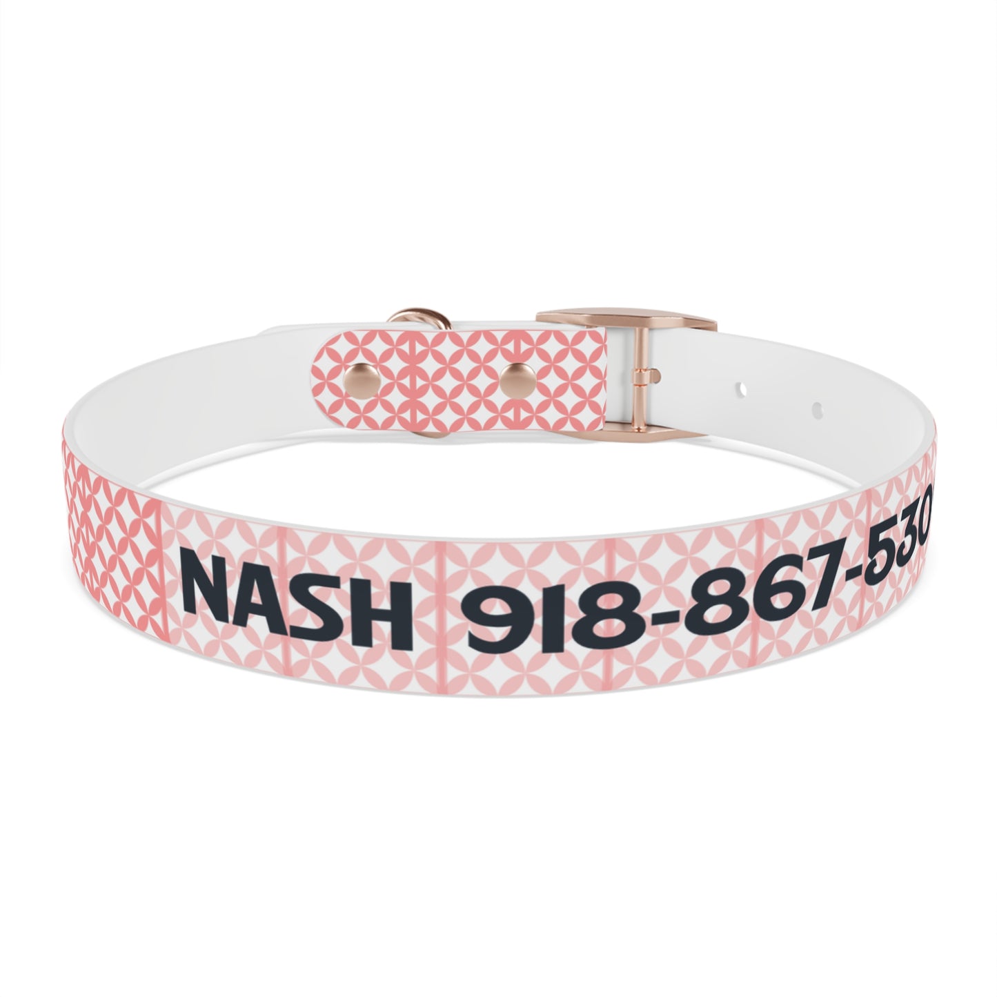 Personalized Pink Geo Dog Collar — Custom Name & Phone Number