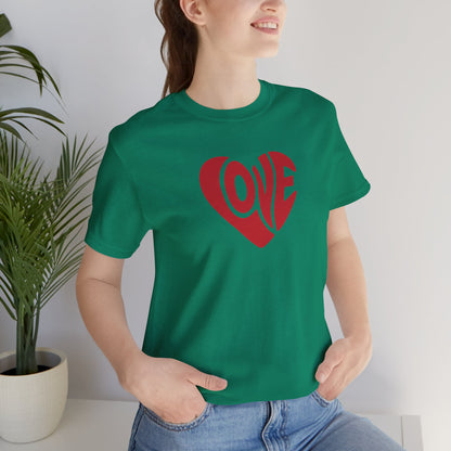 Love Heart T‑Shirt — Retro Red Heart 'LOVE' Graphic Tee