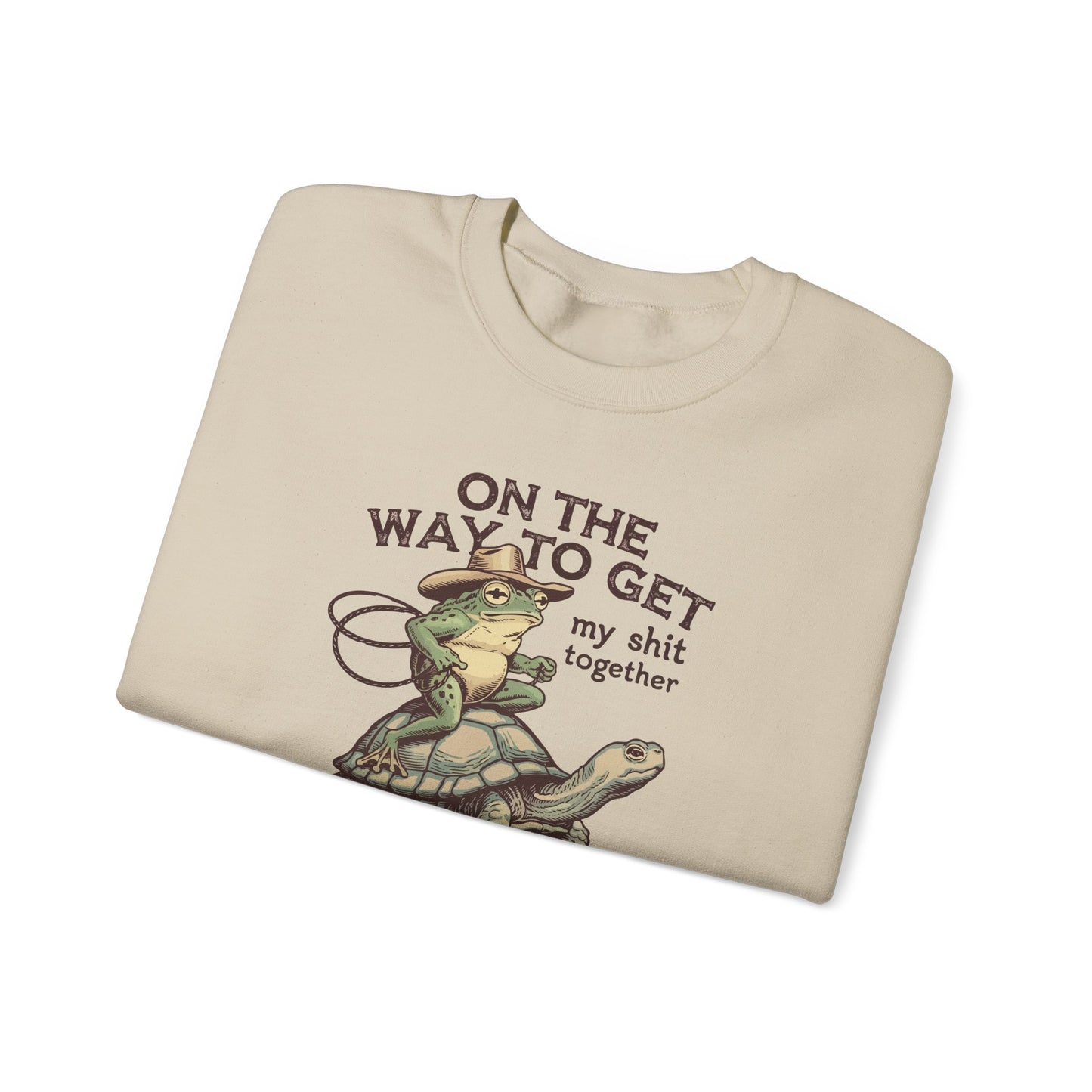 On the Way to Get My Sh*t Together Frog and Turtle Graphic Crewneck Sweatshirt