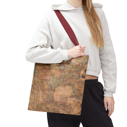 Vintage United States Map Tote Bag  Distressed Antique World Map All-Over Print Tote