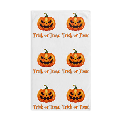Halloween Pumpkin Trick or Treat Hand Towel, Trick or Treat Decor, Spooky Kitchen Towel, Fall Home Accessory, Holiday Gift Idea