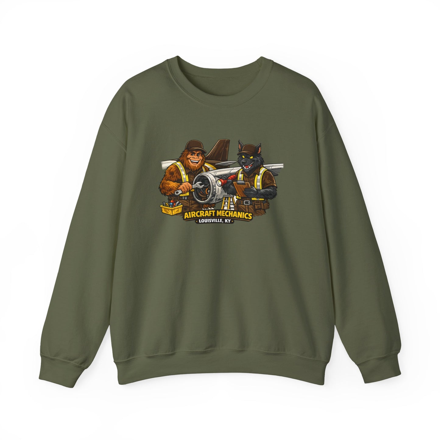 Aircraft Mechanics Crewneck Sweatshirt — Vintage Plane Techs Graphic