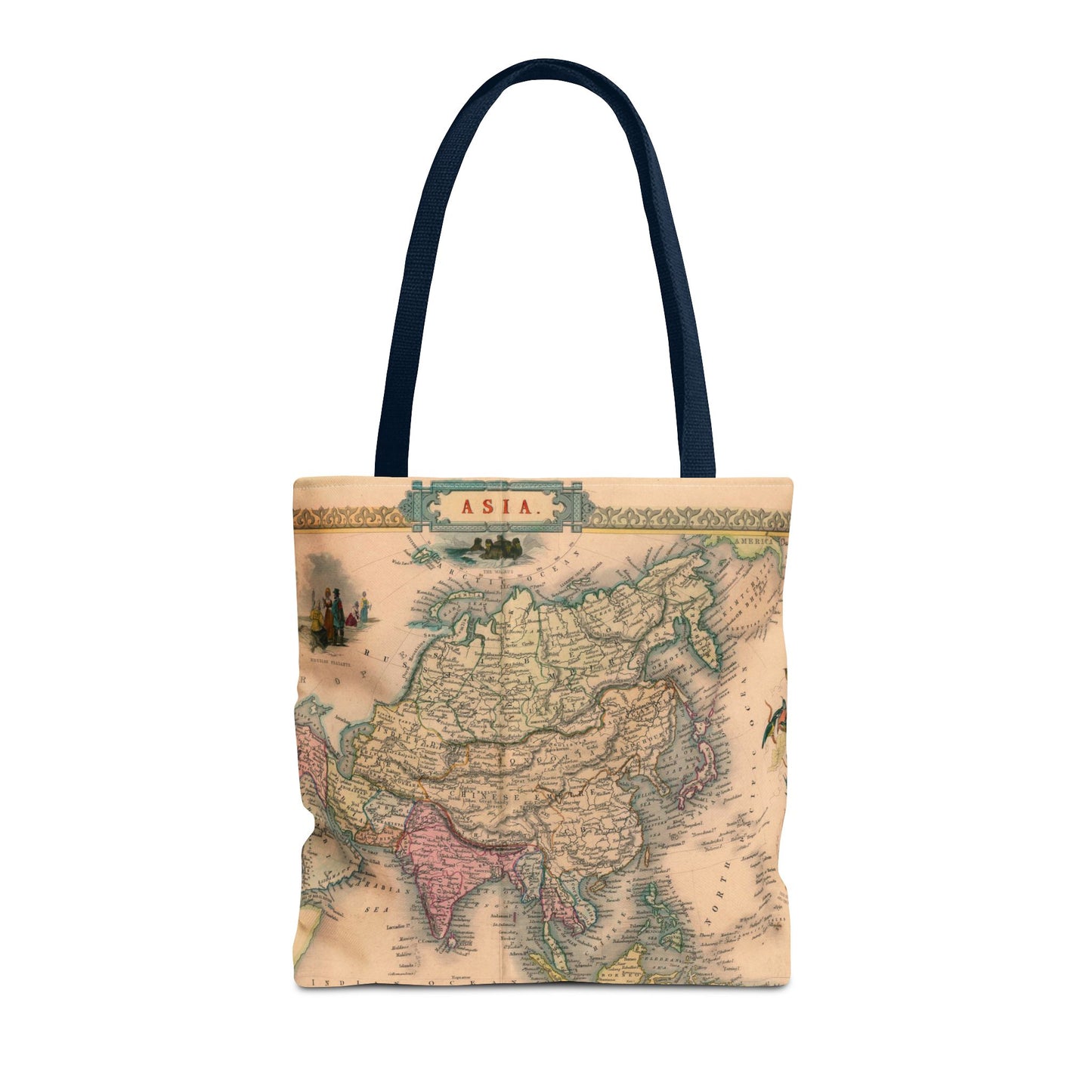 Vintage Map of Asia Tote Bag 3 Sizes