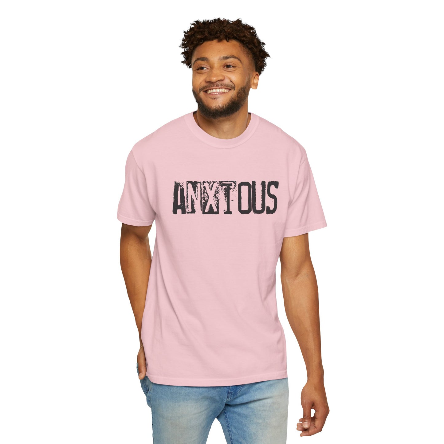 Anxious Graphic T-Shirt — Distressed Text Mental Health Awareness Tee