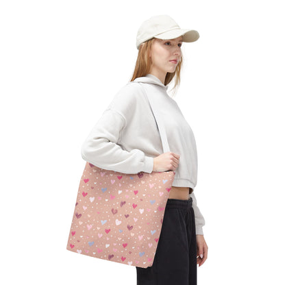 Pink Blush Heart Pattern Tote Bag