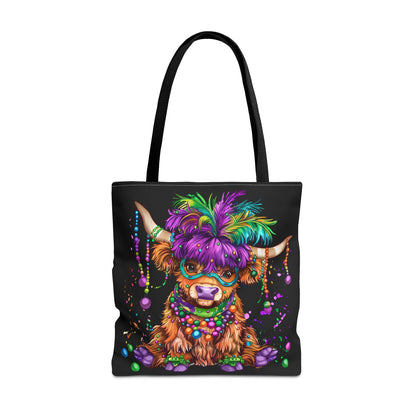 Mardi Gras Highland Cow Tote