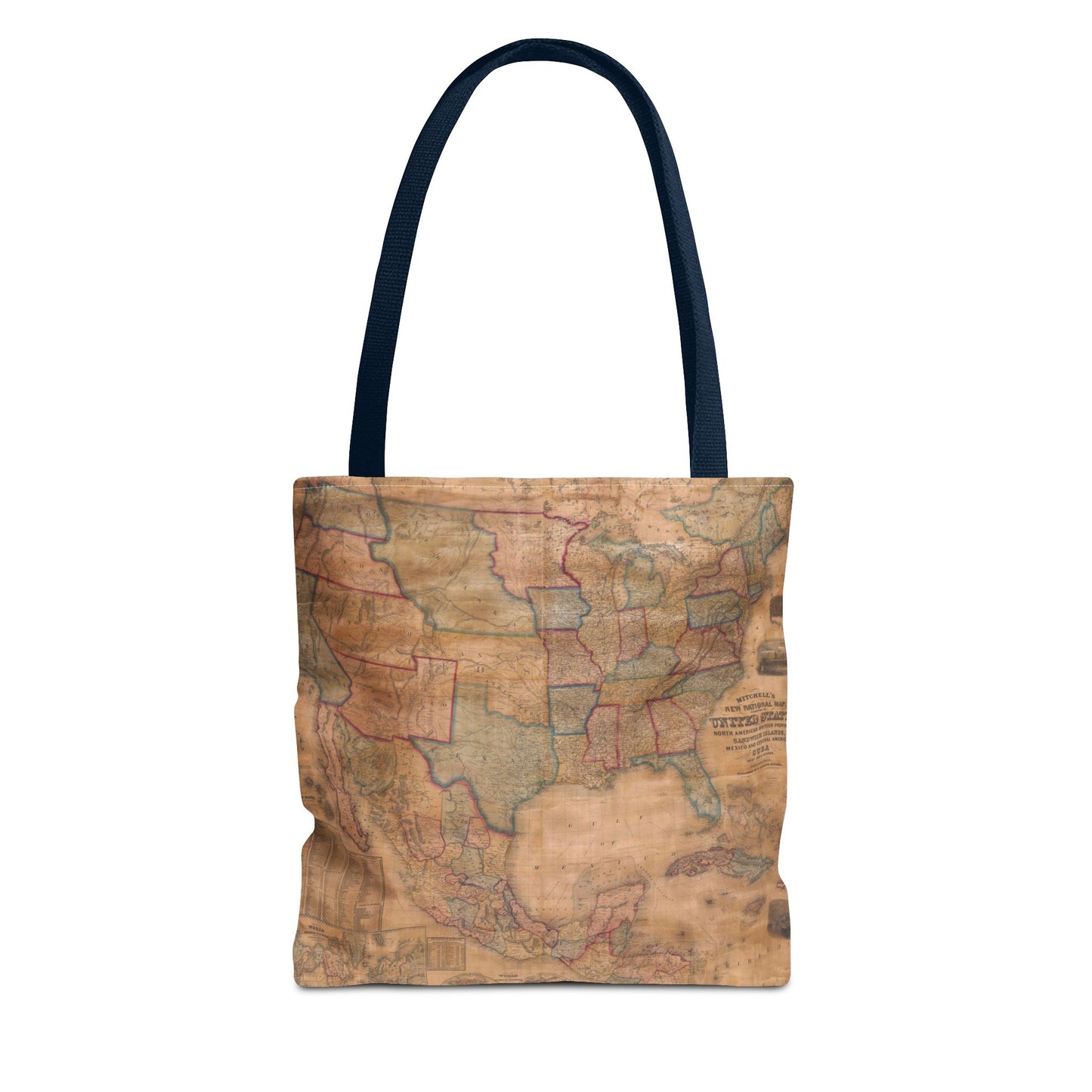 Vintage United States Map Tote Bag  Distressed Antique World Map All-Over Print Tote