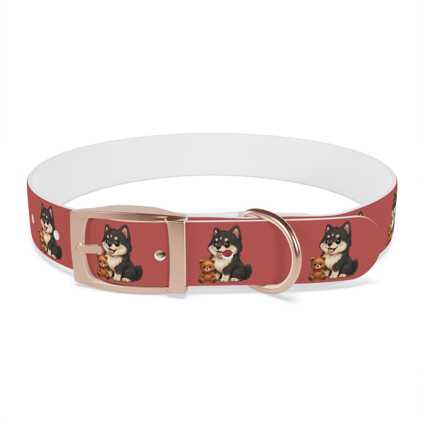 Red  Husky Pattern Dog Collar — Cute Puppy Print Collar for Small & Medium Dogs