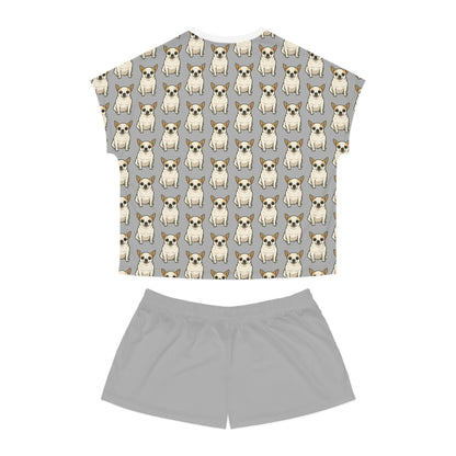 Cute Dog Print Women's Short Pajama Set | Fun Sleepwear, Dog Lover Gift, Relaxation Outfit, Cozy Nights, Pet-Themed Loungewear