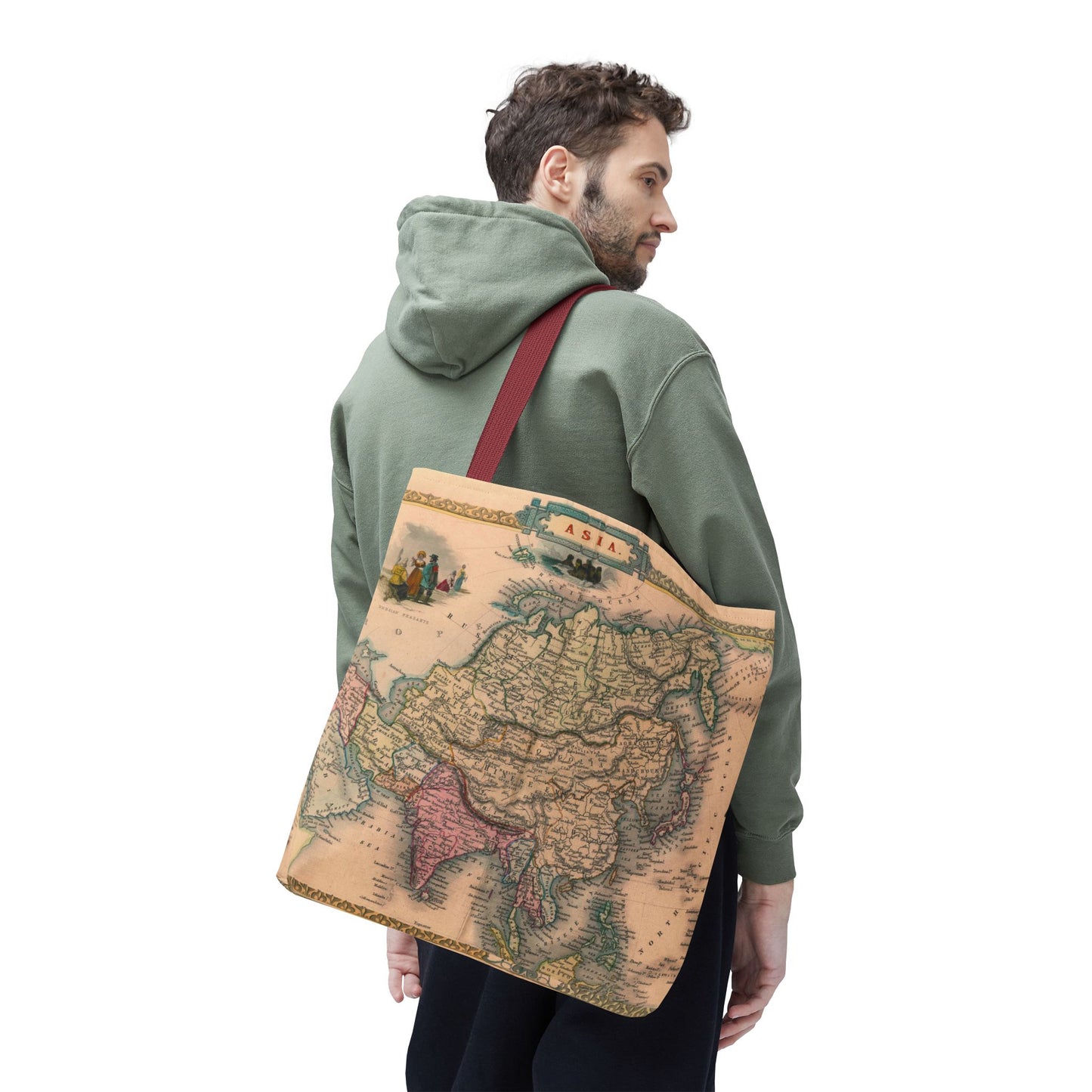 Vintage Map of Asia Tote Bag 3 Sizes