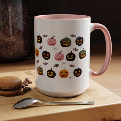 Spooky Pumpkin Accent Coffee Mug - Halloween Decor, Autumn Gift, Fall Kitchenware, Unique Coffee Cup, Trick or Treat