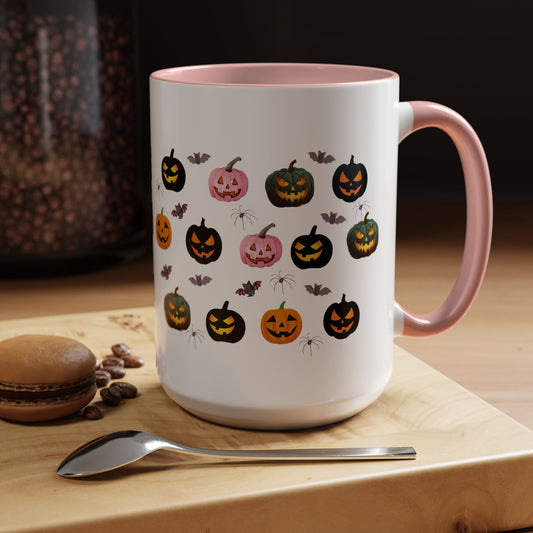 Spooky Pumpkin Accent Coffee Mug - Halloween Decor, Autumn Gift, Fall Kitchenware, Unique Coffee Cup, Trick or Treat