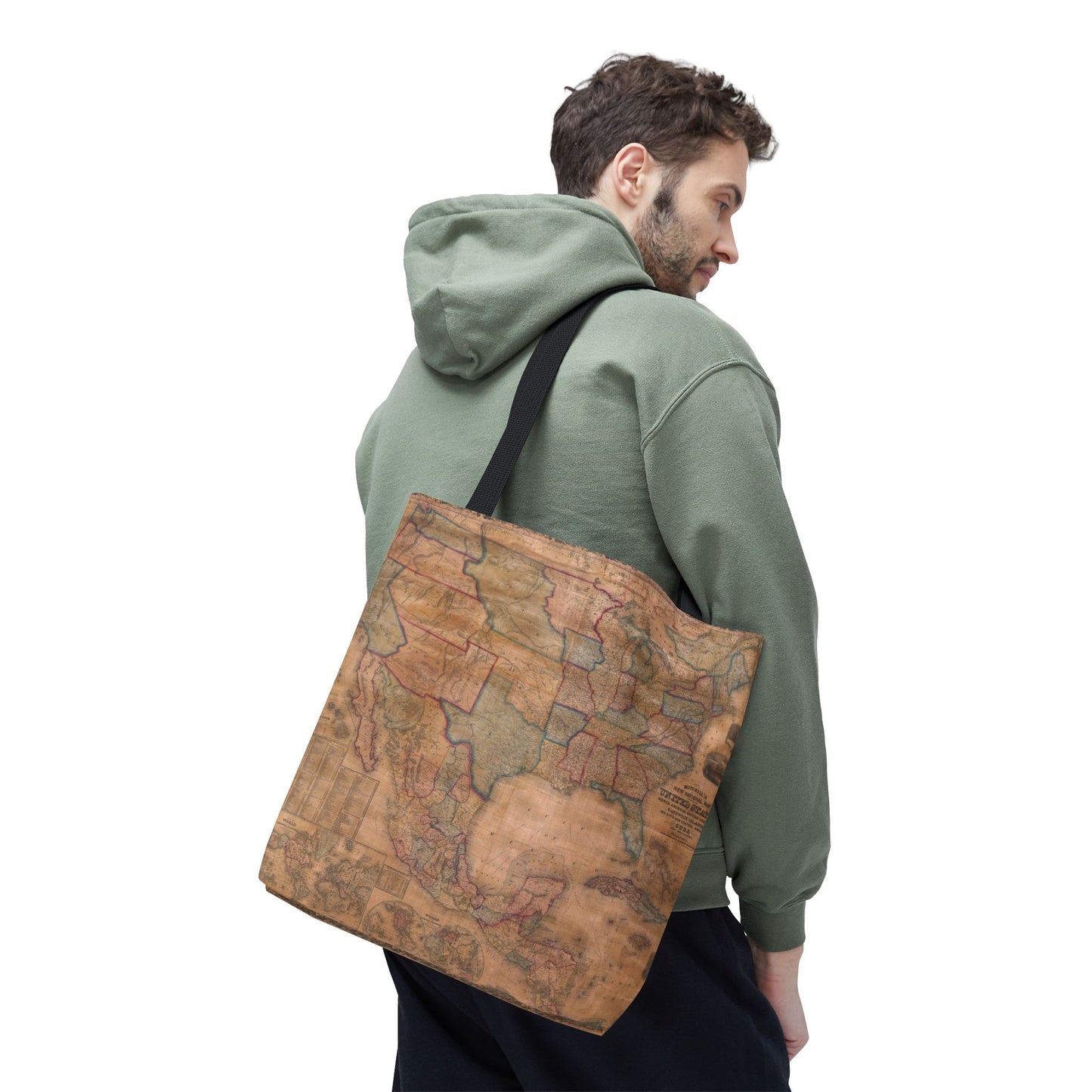 Vintage United States Map Tote Bag  Distressed Antique World Map All-Over Print Tote