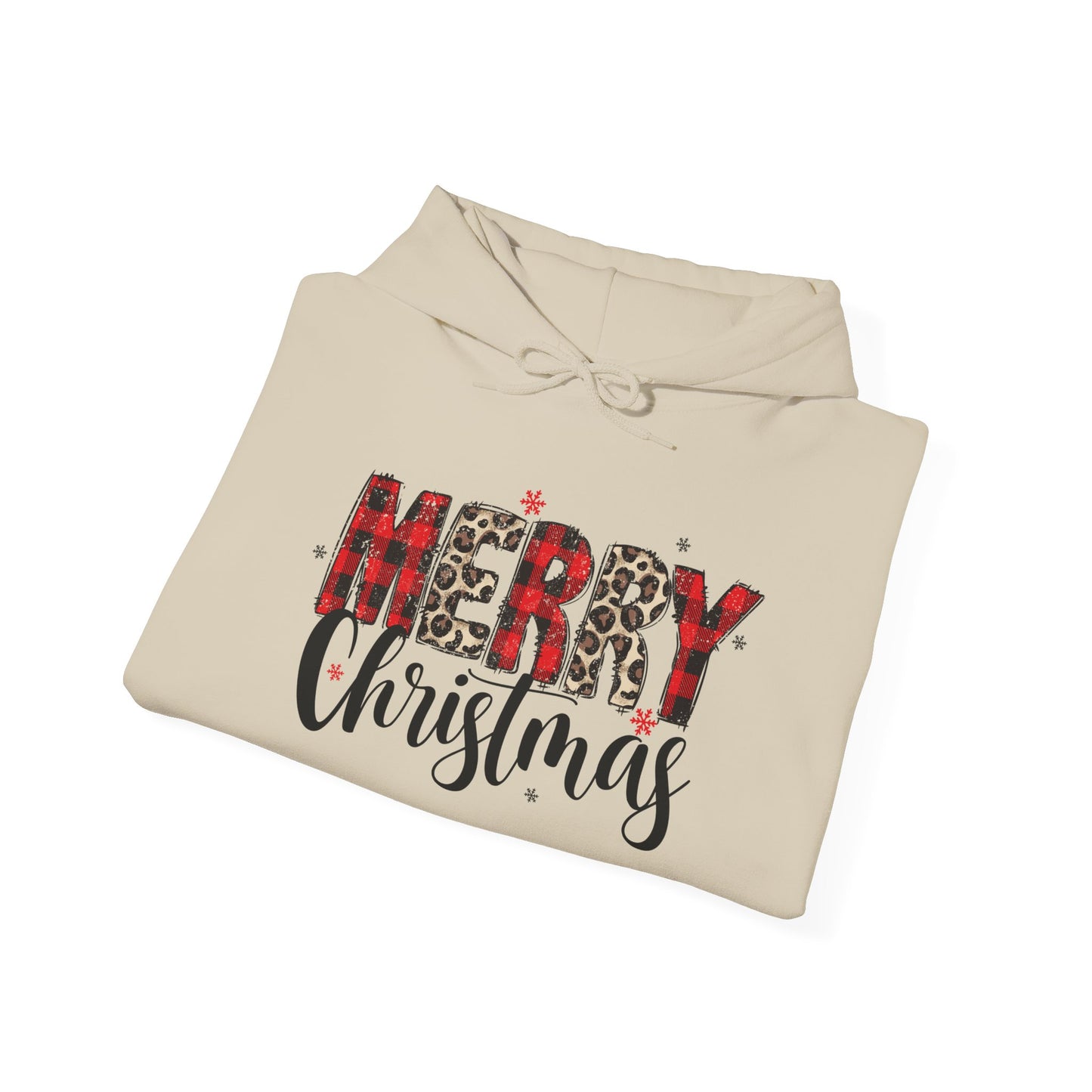 Merry Christmas Plaid Hoodie — Festive Holiday Sweatshirt