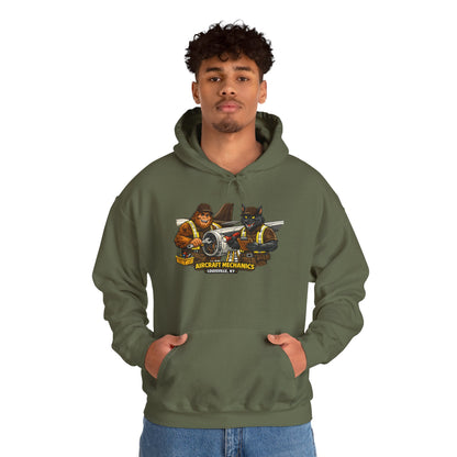 Aviation Mechanics Hoodie — Vintage Airplane Crew Pullover (Aircraft Mechanics, Engine Repair)
