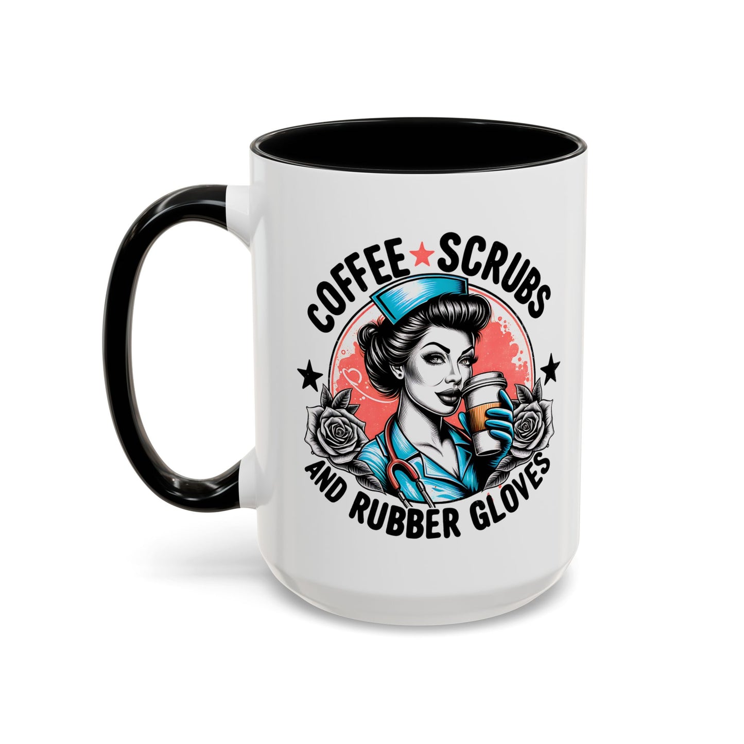 Coffee Scrubs and Rubber Gloves Coffee Lover's Accent Mug: Perfect for Nurses, Gifts for Healthcare Workers, Funny Medical Gifts, Kitchen Decor, Unique Coffee Mugs