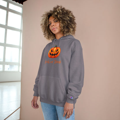 Trick or Treat Halloween Pumpkin Champion Hoodie, Trick or Treat Sweatshirt, Fall Fashion, Cozy Layering, Halloween Costume, Spooky Season