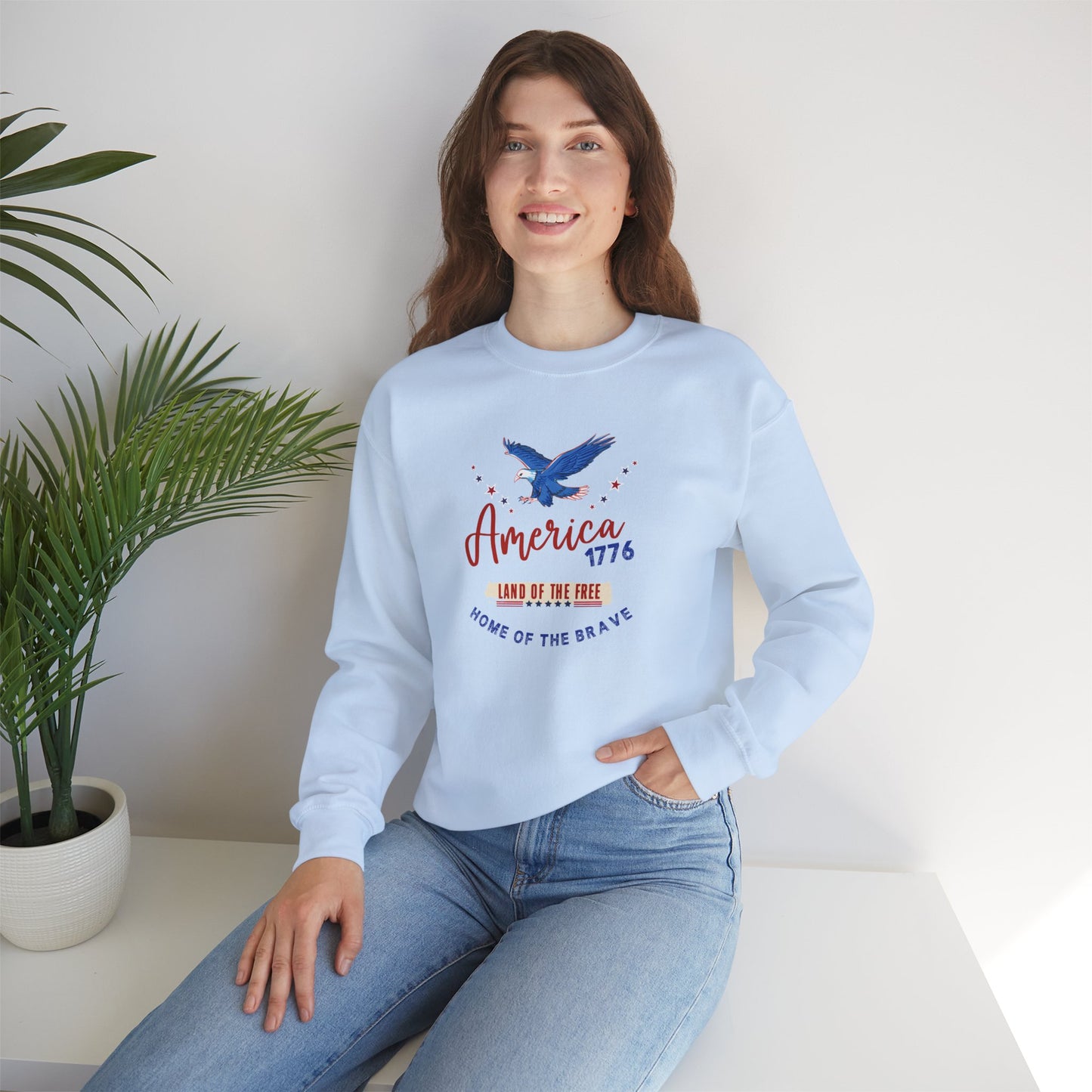 Patriotic Eagle Sweatshirt - Unisex Heavy Blend Crewneck for Independence Day, Memorial Day, Americans, Gift for Her, Gift for Him