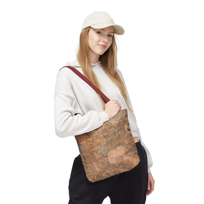 Vintage United States Map Tote Bag  Distressed Antique World Map All-Over Print Tote