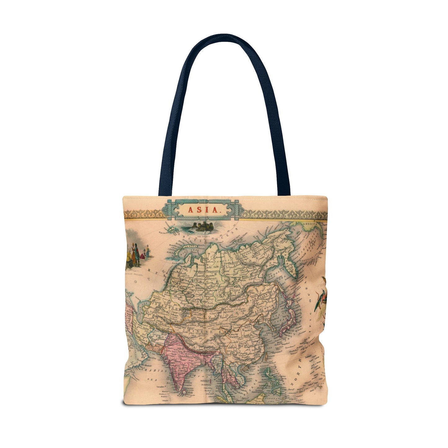Vintage Map of Asia Tote Bag 3 Sizes