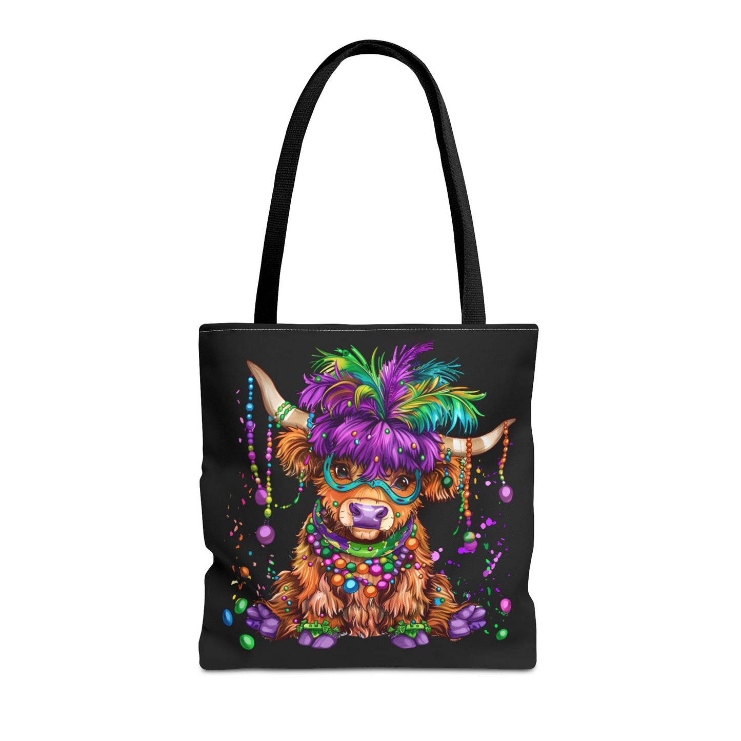 Mardi Gras Highland Cow Tote