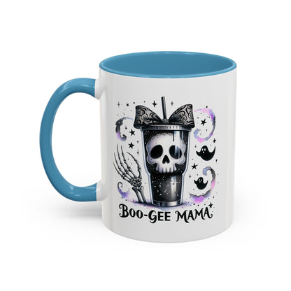 Boo-Gee Mama Spooky Halloween Coffee Mug, Boo-Gee Mama Drinkware, Cute Skeleton Mug, Witchy Gift for Moms, Unique Coffee Cup