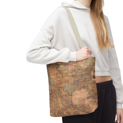 Vintage United States Map Tote Bag  Distressed Antique World Map All-Over Print Tote