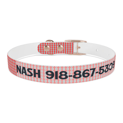 Highland Red Plaid Personalized Dog Collar — Custom Name & Phone Number