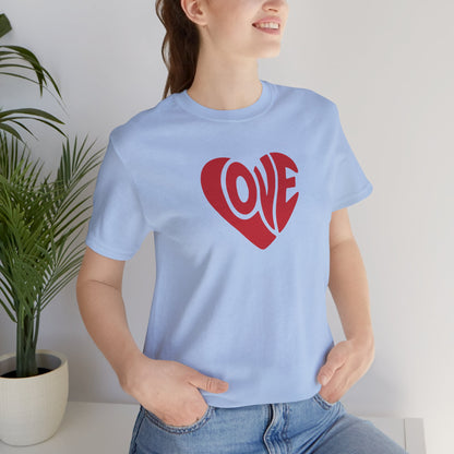 Love Heart T‑Shirt — Retro Red Heart 'LOVE' Graphic Tee