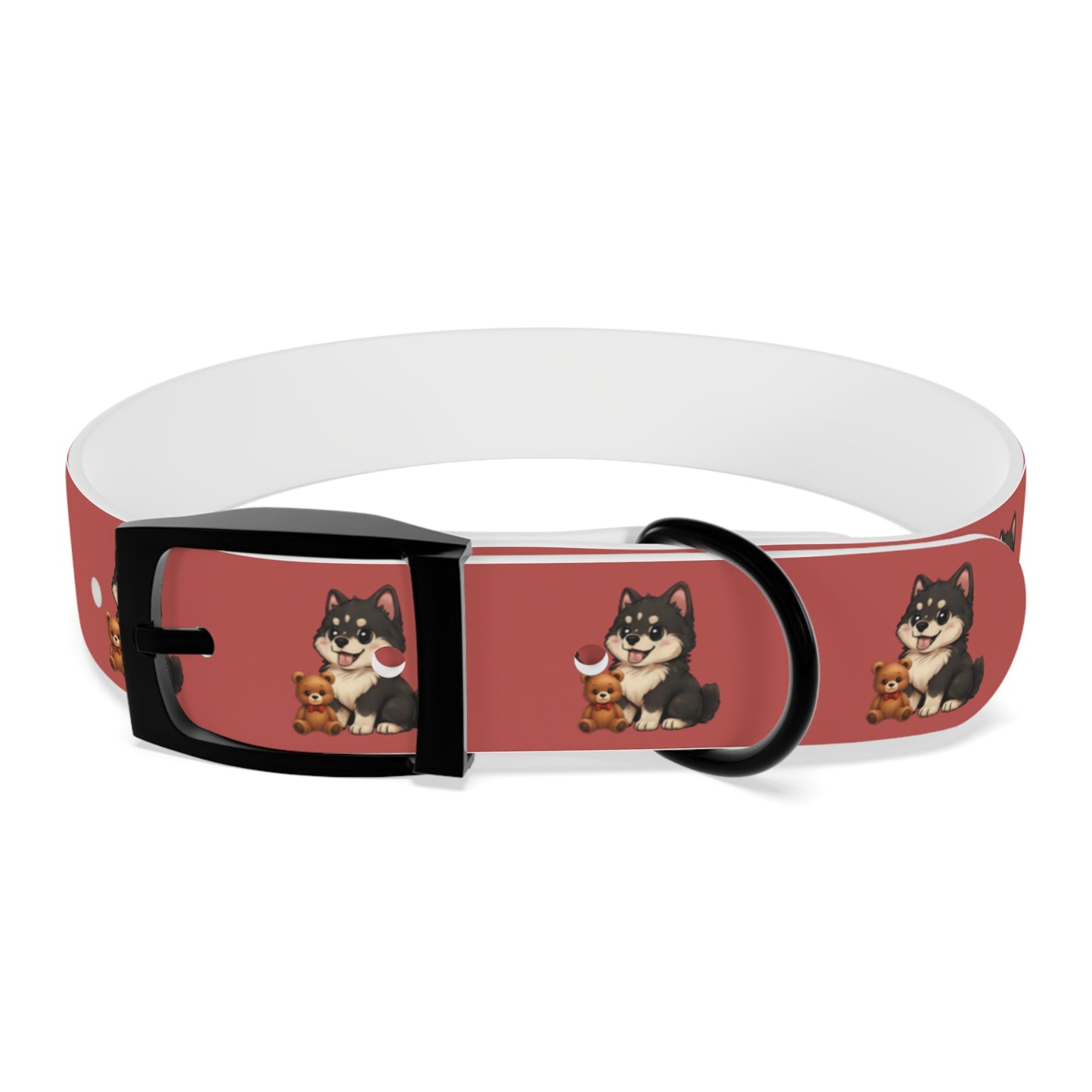 Red  Husky Pattern Dog Collar — Cute Puppy Print Collar for Small & Medium Dogs