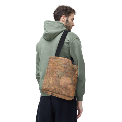 Vintage United States Map Tote Bag  Distressed Antique World Map All-Over Print Tote