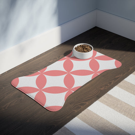 Modern Pink Geometric Pet Feeding Mat — Non-Slip Dog & Cat Placemat