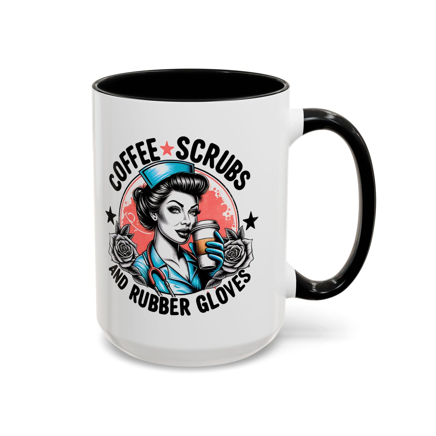 Coffee Scrubs and Rubber Gloves Coffee Lover's Accent Mug: Perfect for Nurses, Gifts for Healthcare Workers, Funny Medical Gifts, Kitchen Decor, Unique Coffee Mugs