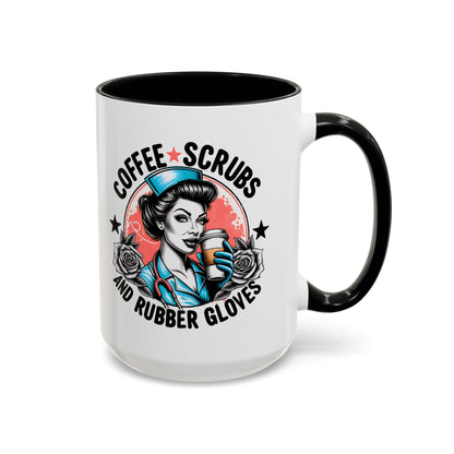 Coffee Scrubs and Rubber Gloves Coffee Lover's Accent Mug: Perfect for Nurses, Gifts for Healthcare Workers, Funny Medical Gifts, Kitchen Decor, Unique Coffee Mugs