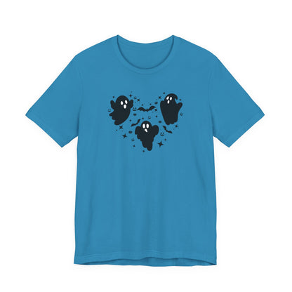 Halloween Ghost Heart Unisex Tee | Fun Halloween T-Shirt, Spooky Apparel, Ghost Lover Gift, Autumn Fashion, Casual Wear