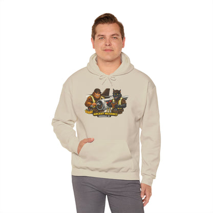 Aviation Mechanics Hoodie — Vintage Airplane Crew Pullover (Aircraft Mechanics, Engine Repair)